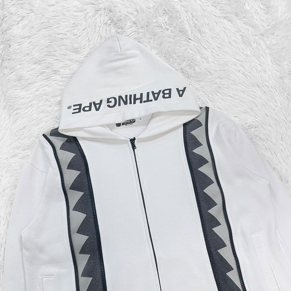 베이프 Bape 샤크 더블 지퍼 후드집업 화이트 상품이미지3