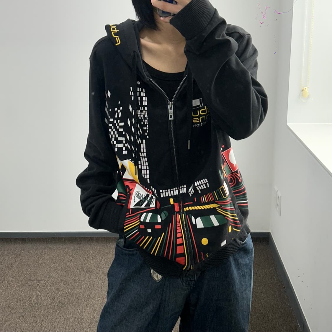 Fubu 후부 그래픽 백 로고 블랙 후드집업 상품이미지1