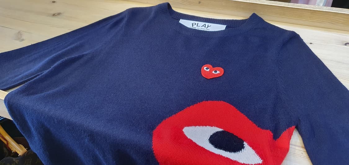 55.꼼데가르송 더블하트 크롭니트 상품이미지3