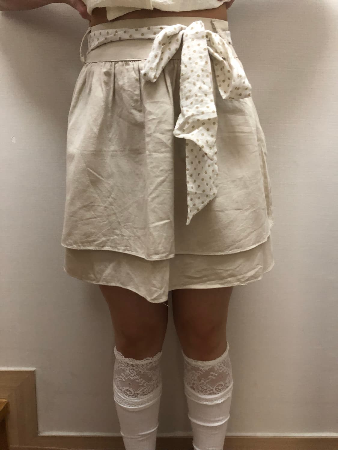 빈티지 베이지 프릴 미니 스커트 상품이미지4
