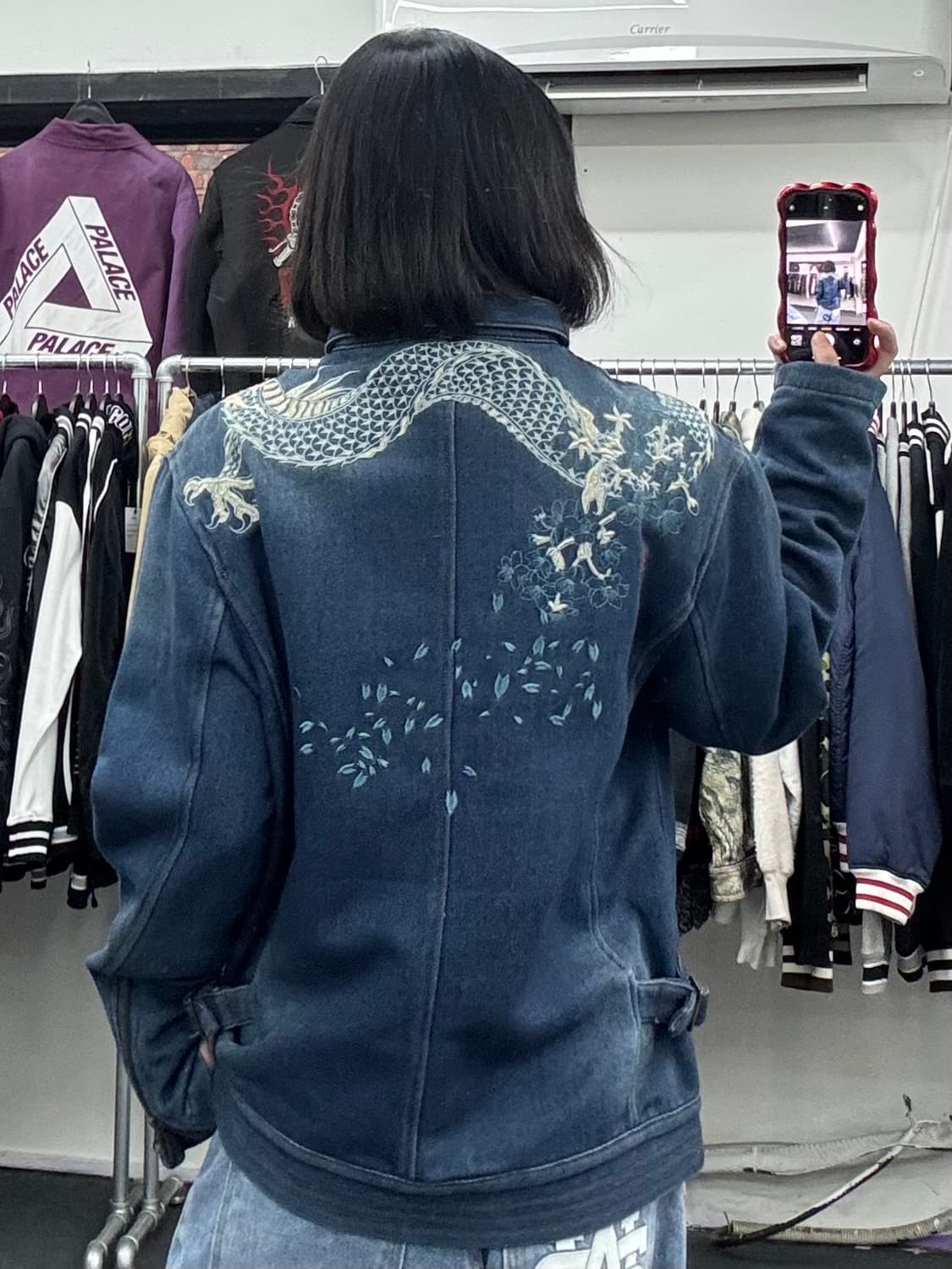 카라쿠리 타마시 오리엔탈 데님 바이커 자켓 상품이미지5