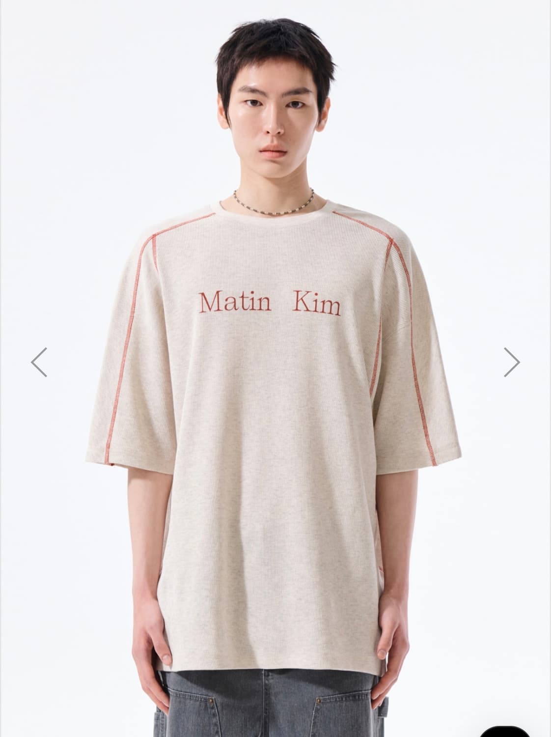 마뗑킴 와플 로고 반팔티 L 베이지 새상품 상품이미지1