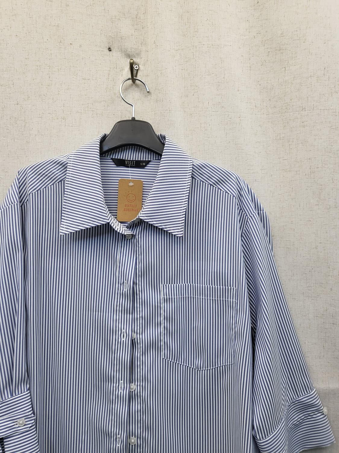 VISIT 스트라이프 셔츠 블라우스 7부 상품이미지3