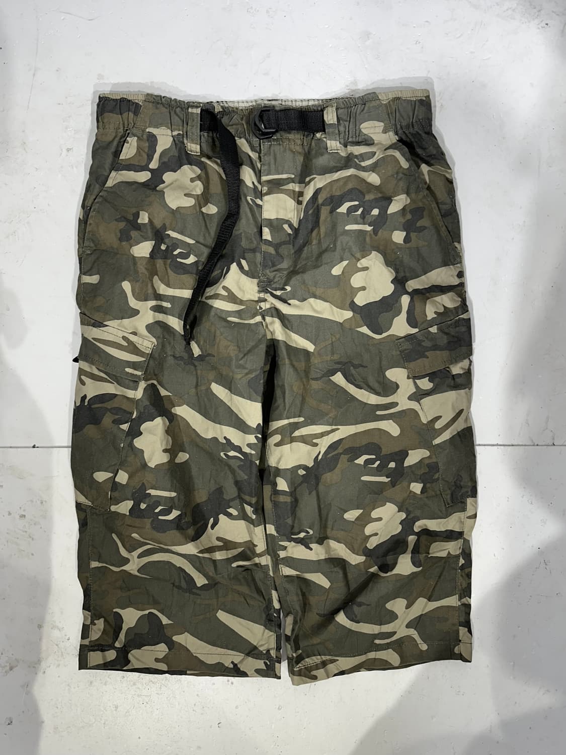 일본 빈티지 카키 카모 와이드 카고 팬츠 L 상품이미지4