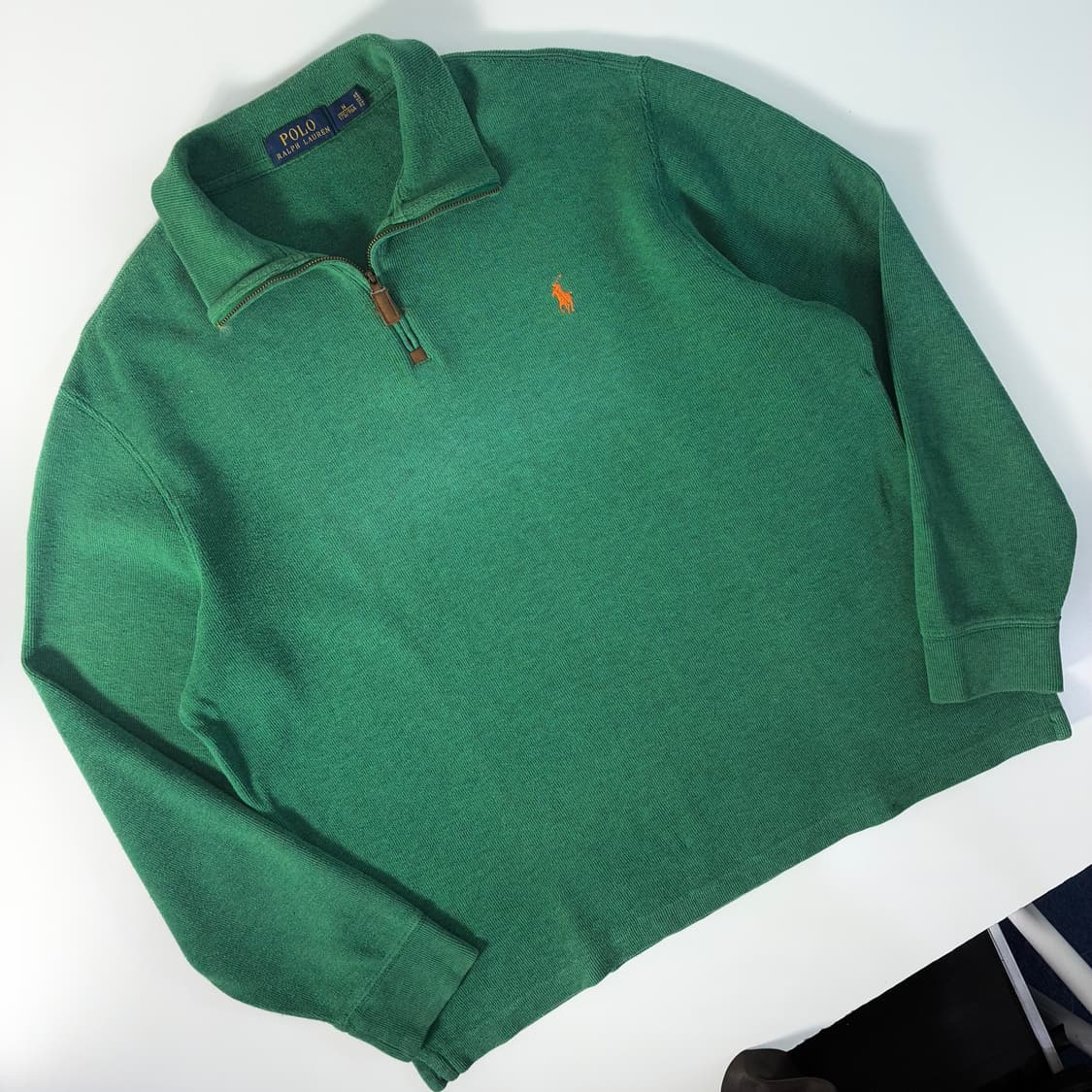 Polo   폴로 랄프로렌 자수 코튼 그린 반집업 니트 상품이미지2