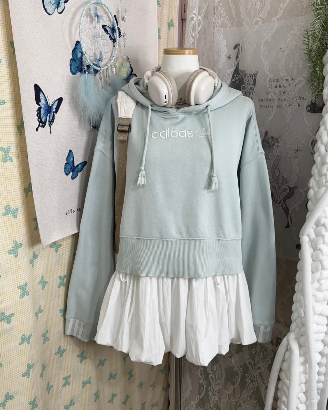 아디다스 민트 크롭 후드 티셔츠 상품이미지3