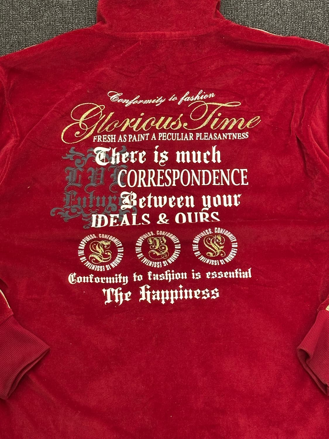 M)Japanese vintage 레드 벨벳 집업 상품이미지3