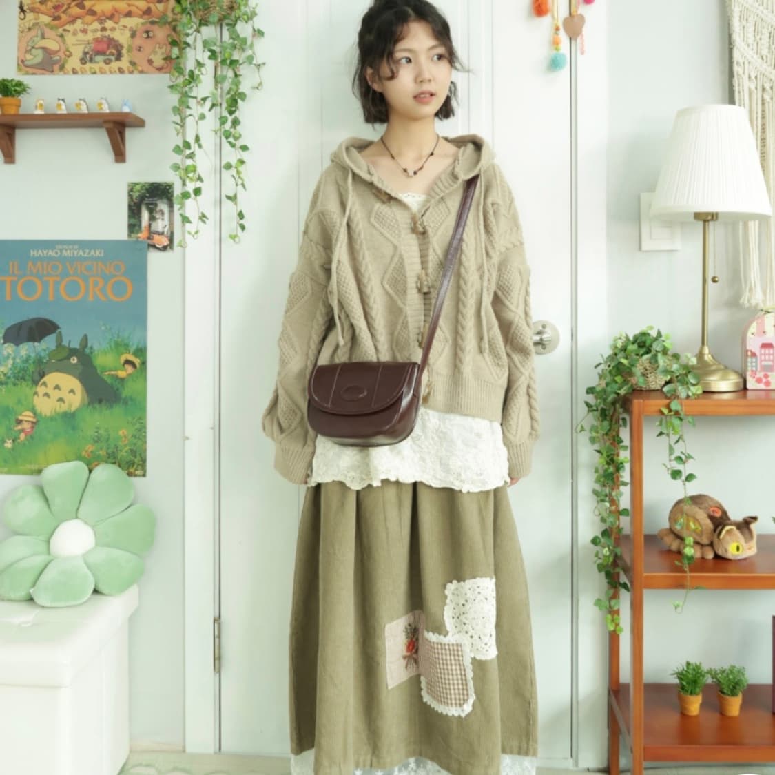 새상품 마지 오트 트위스트 버튼 후드 가디건 상품이미지1