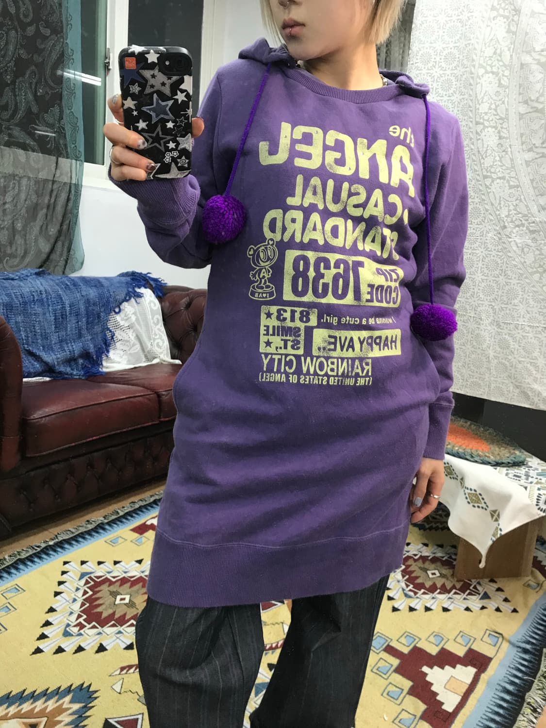 제페니즈 빈티지 여성 방울 롱 후드티 (Z1015) 상품이미지2