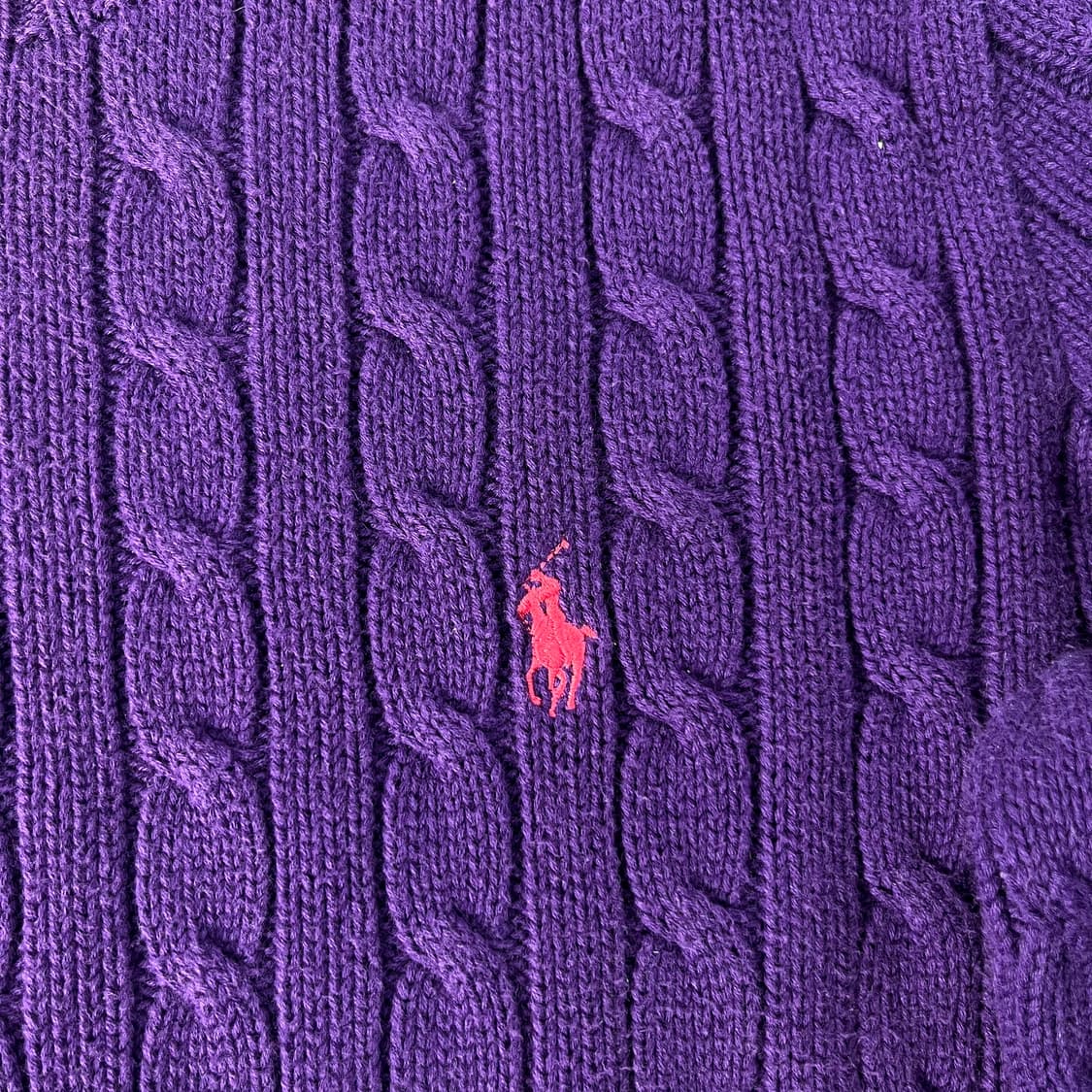 W 95 폴로랄프로렌 코튼 꽈배기 퍼플 니트 상품이미지3