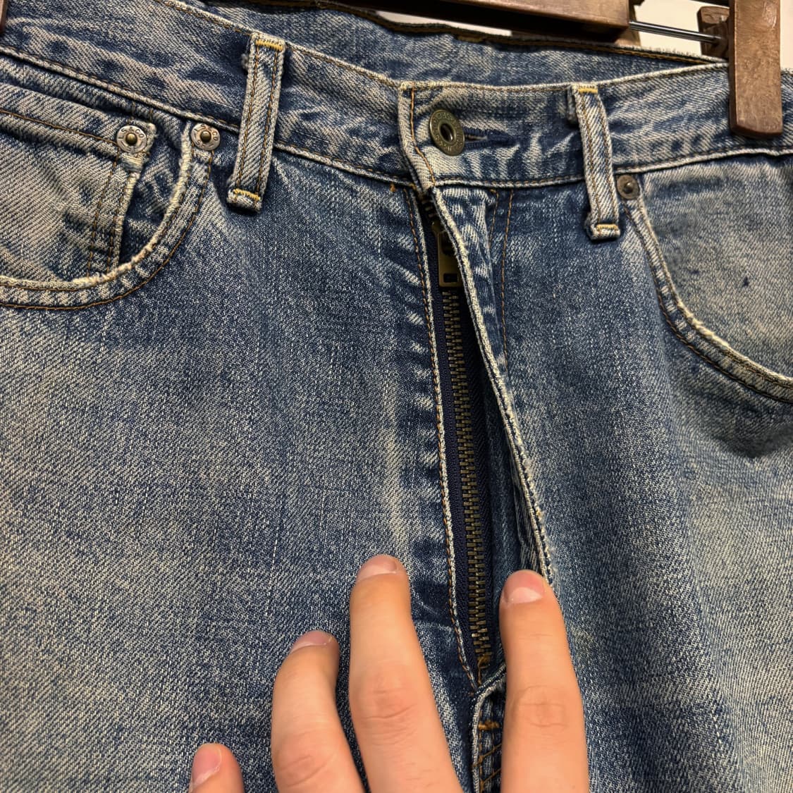 00s 리바이스 503 루즈핏 레더탭 빈티지워싱 데님팬츠 N389 상품이미지6