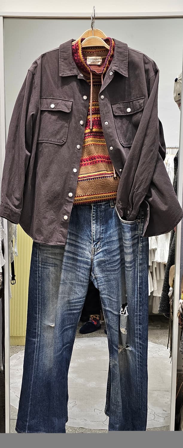 Japan 워시드 딥그레이 아우터 겸 셔츠 상품이미지1