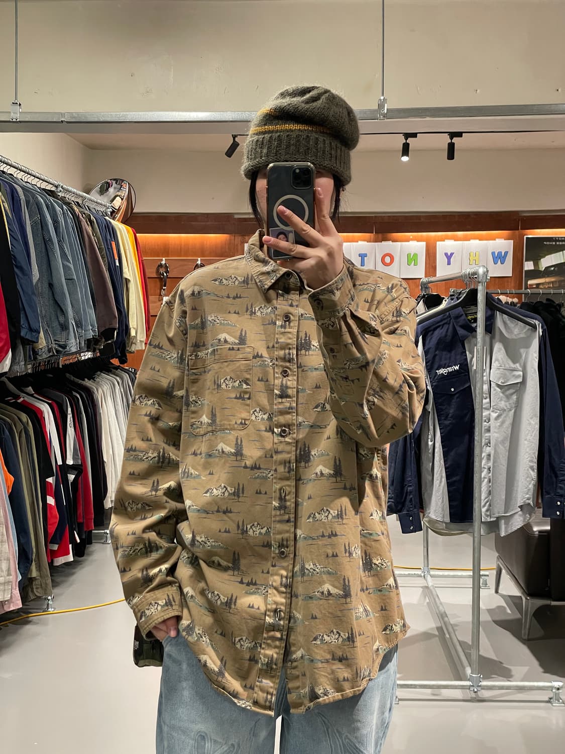 빈티지 패턴 워크 셔츠    상품이미지1