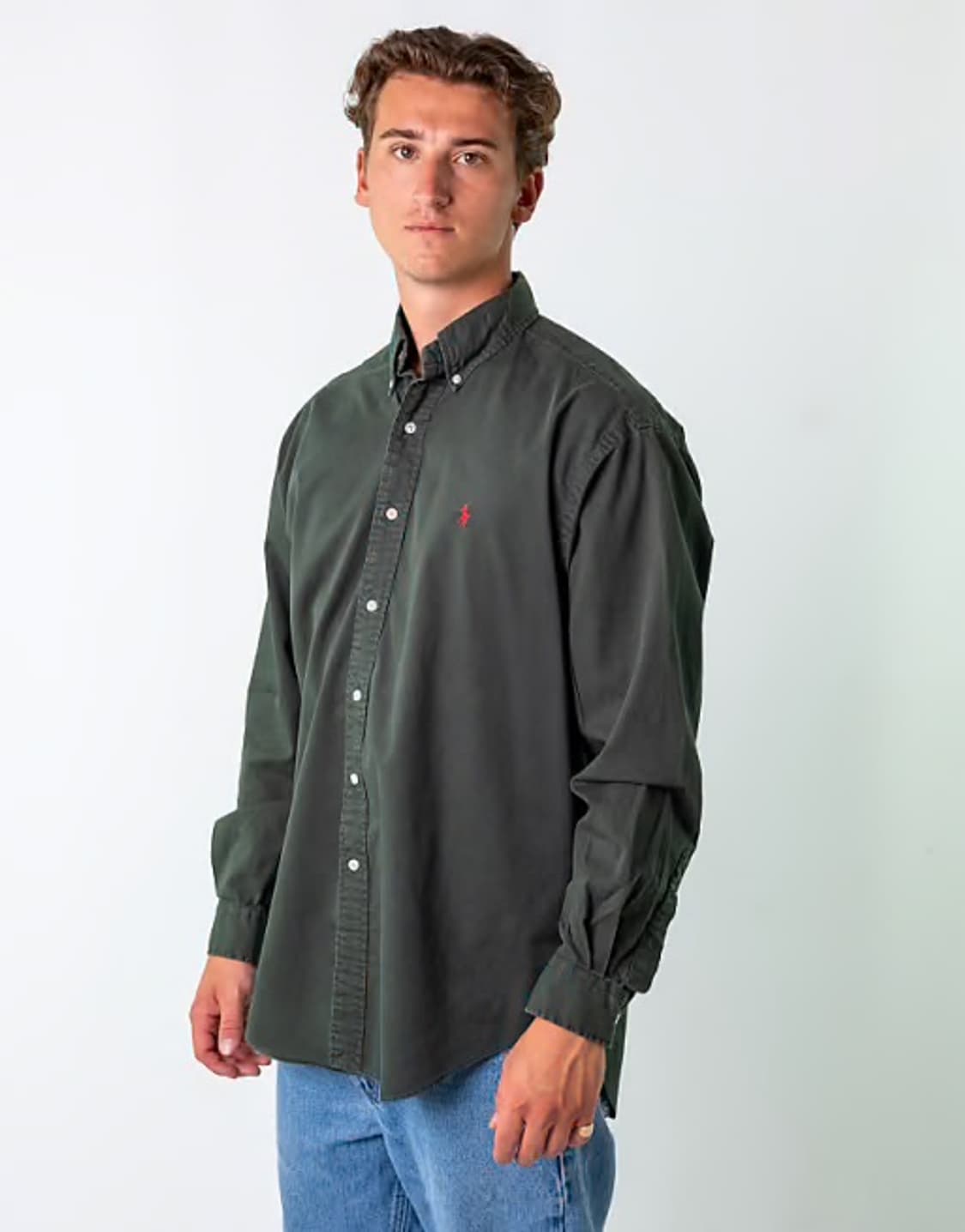 폴로 다크 그린 코튼 셔츠 XL 상품이미지1