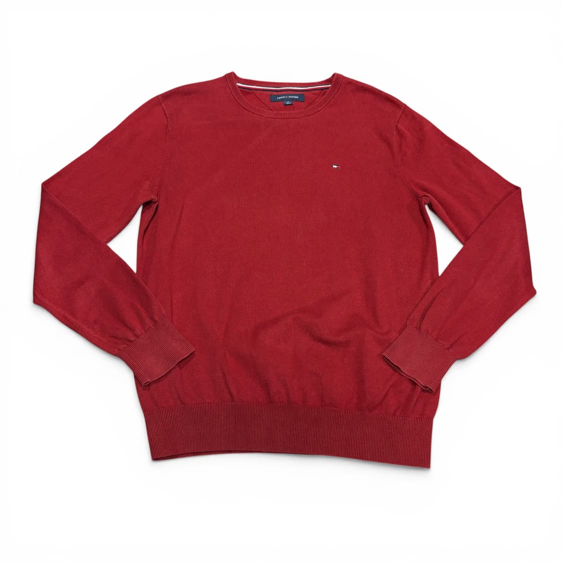 M 타미힐피거 레드 스몰로고 면 니트 상품이미지1
