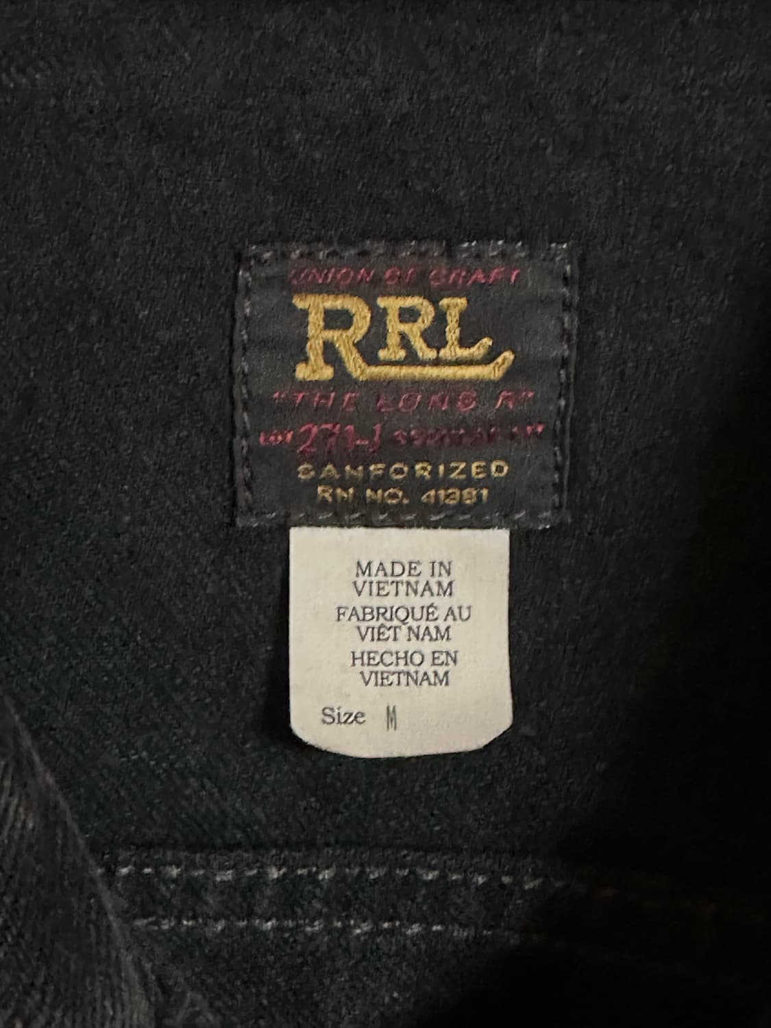 더블알엘 lot271 블랙 트러커 데님자켓 M 새상품 상품이미지8