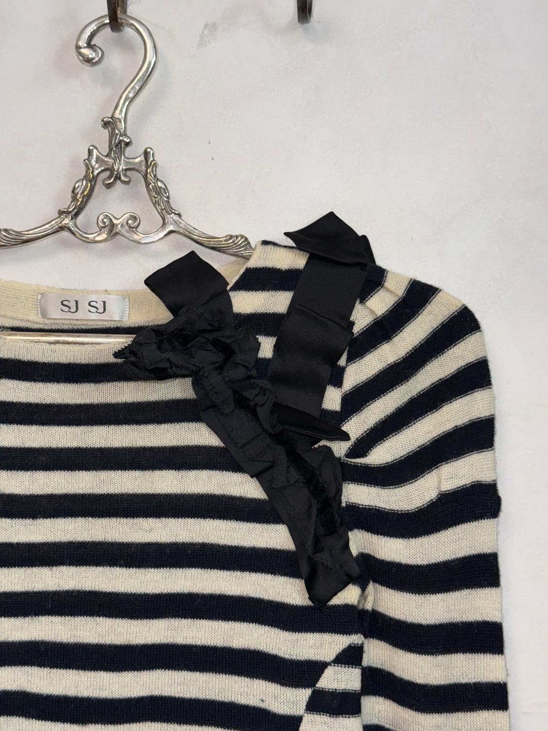 SJSJ black&white stripe wool ribbon knit 상품이미지7
