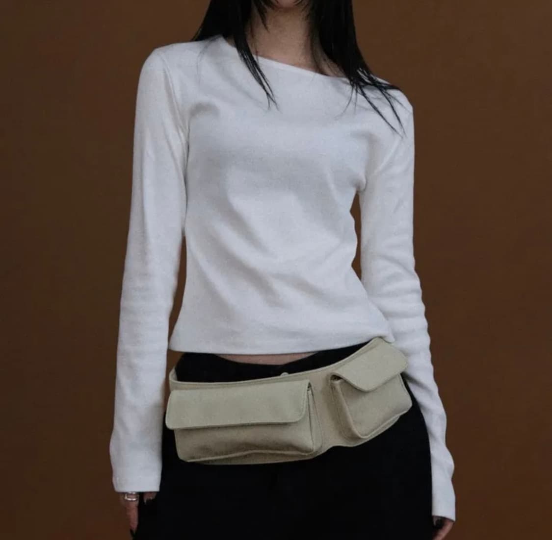 어텀 기본 긴팔 티 아이보리 상품이미지1