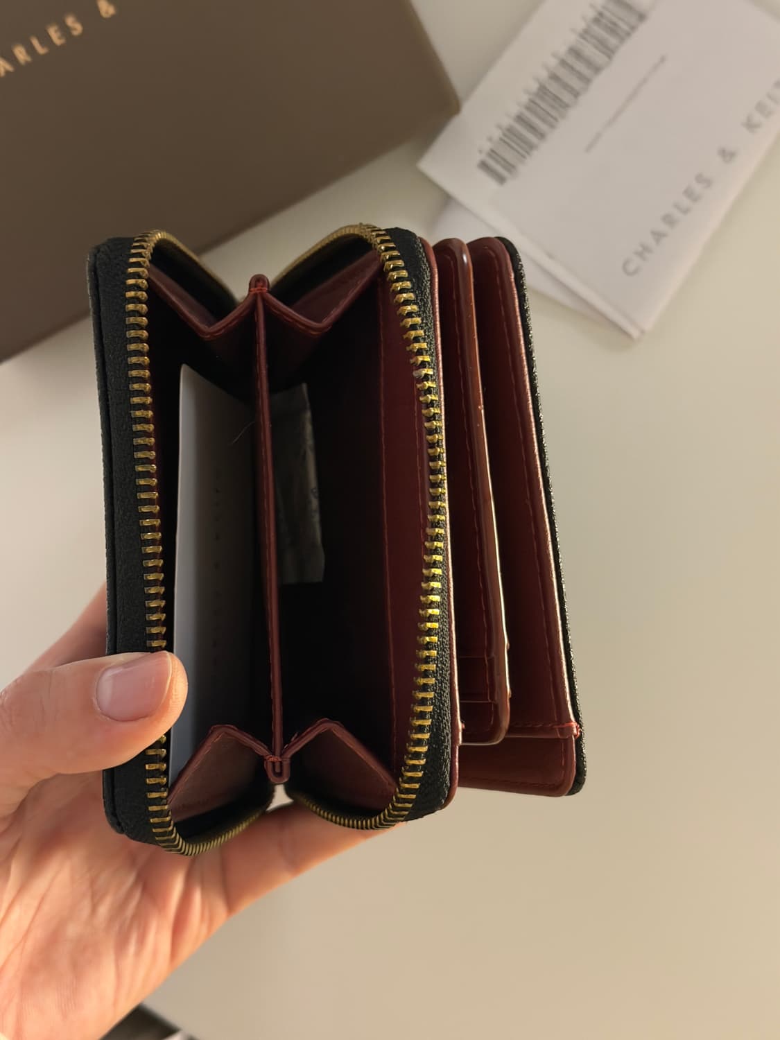 찰스앤키스 블랙 XXS 사이즈 지갑 블랙 버건디 상품이미지5