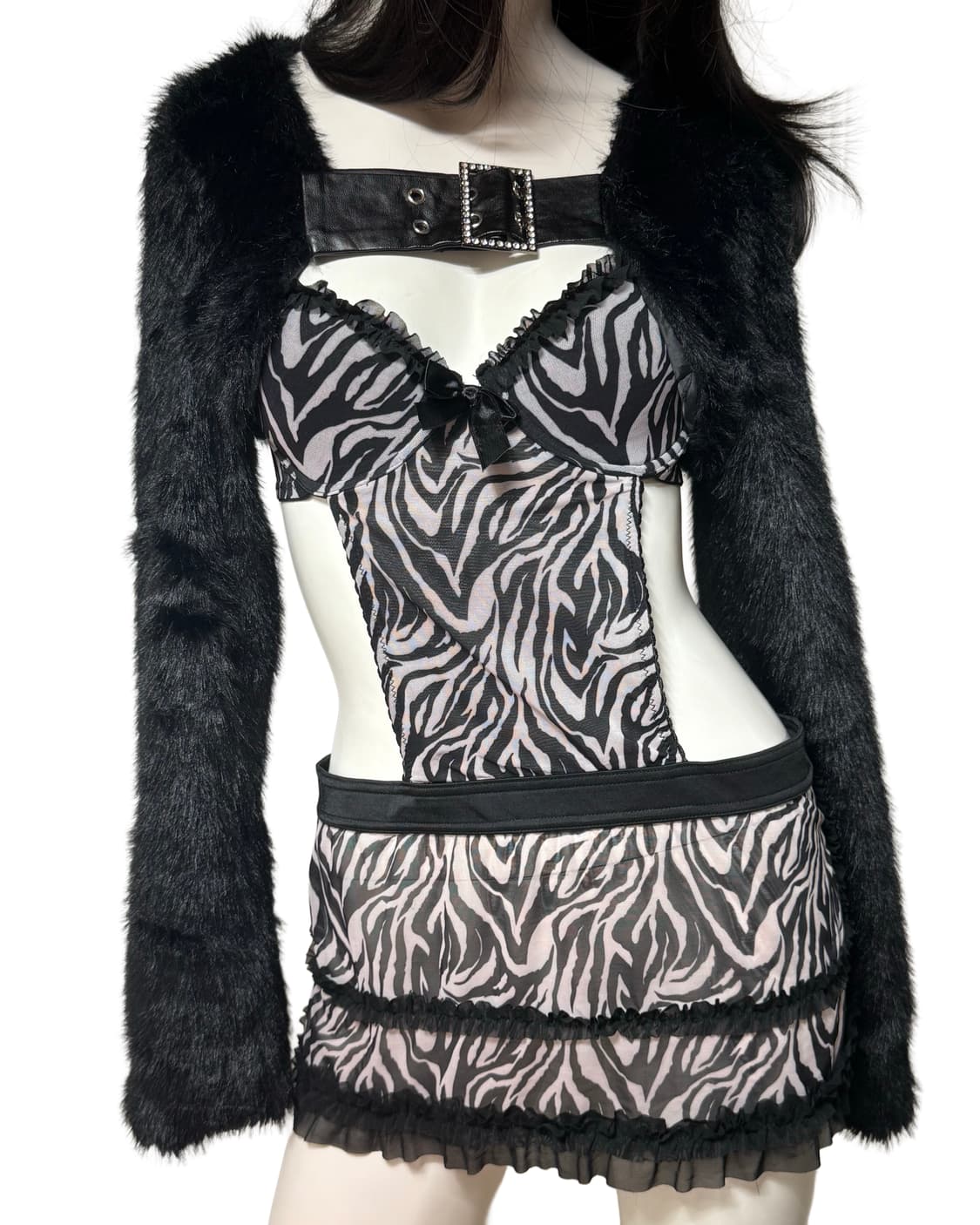 빈티지 갸루 st Faux 퍼 볼레로 상품이미지6