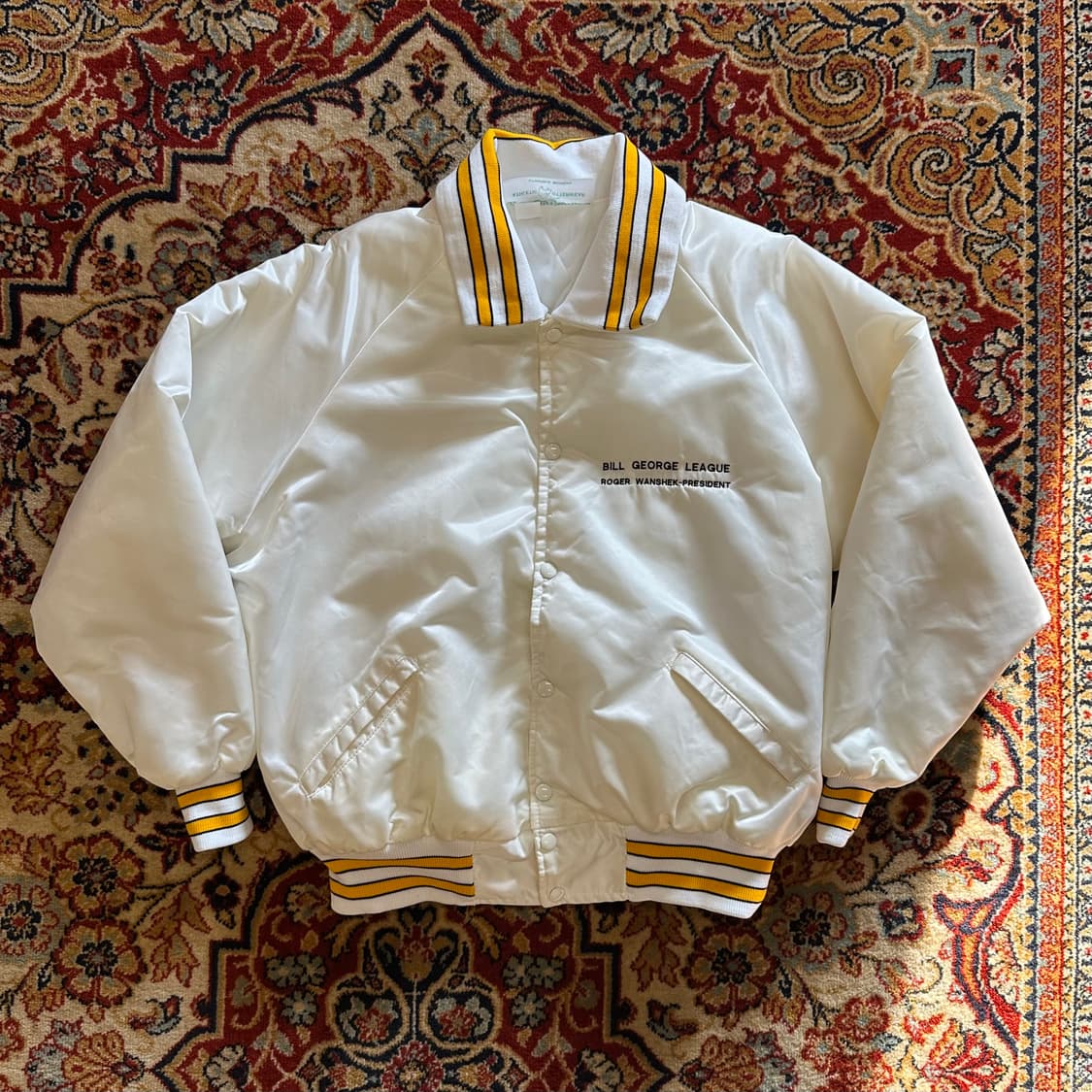 80s Harvard Clothing 화이트 새틴 바시티 상품이미지2