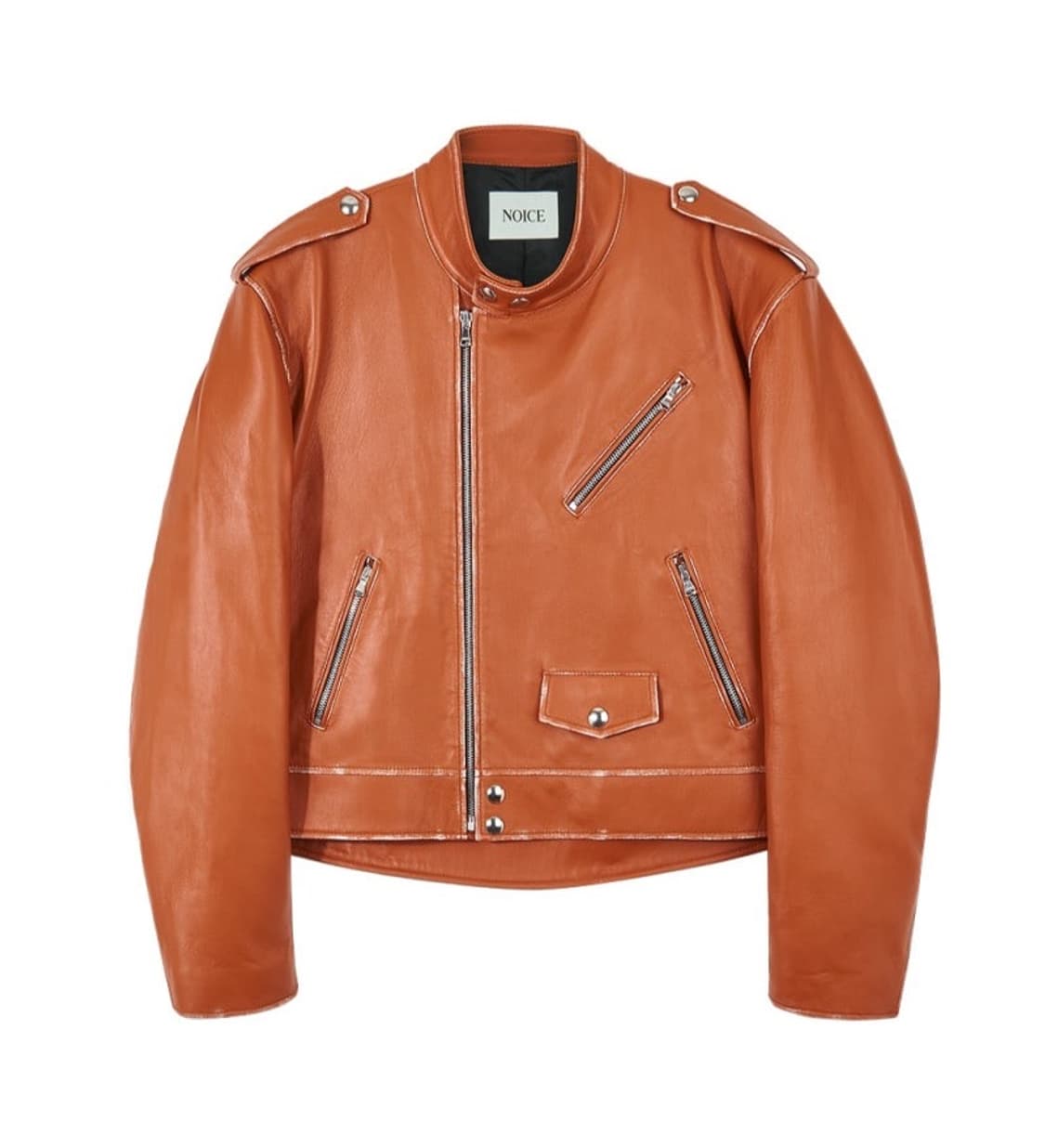 [M] 노이스 바이커 램스킨 레더 가죽 자켓 브라운 상품이미지1