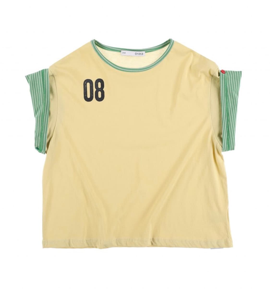 온스카) 버튼 더블 슬리브 티 옐로우 상품이미지1