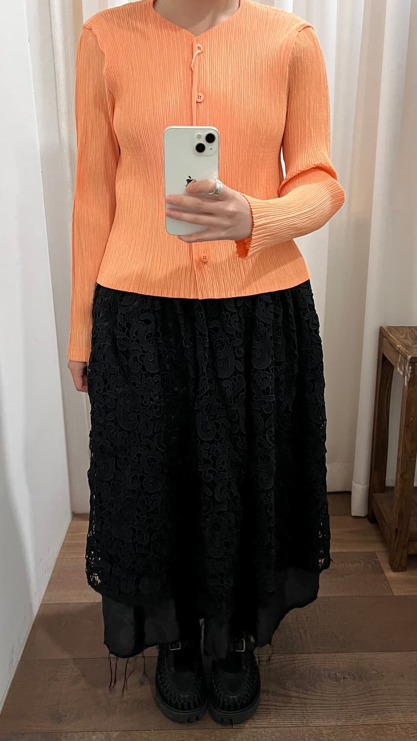 Apricot Pleats Blouse Cardigan 상품이미지2