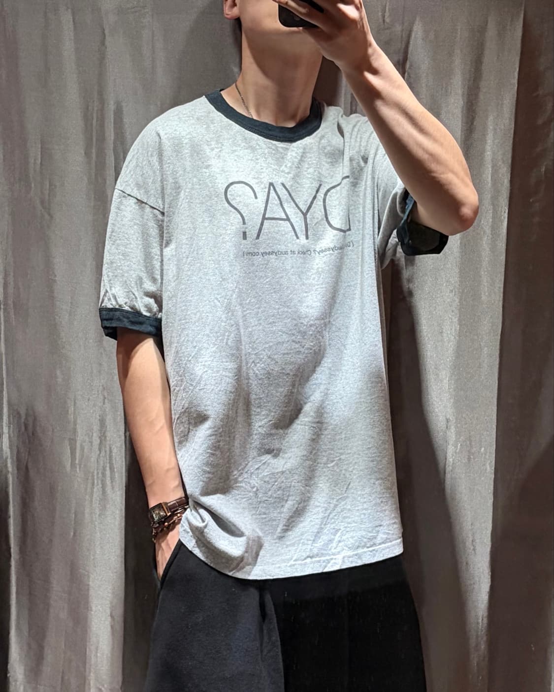 XL 빈티지 스펠링 프린팅 그레이 링거티 상품이미지1