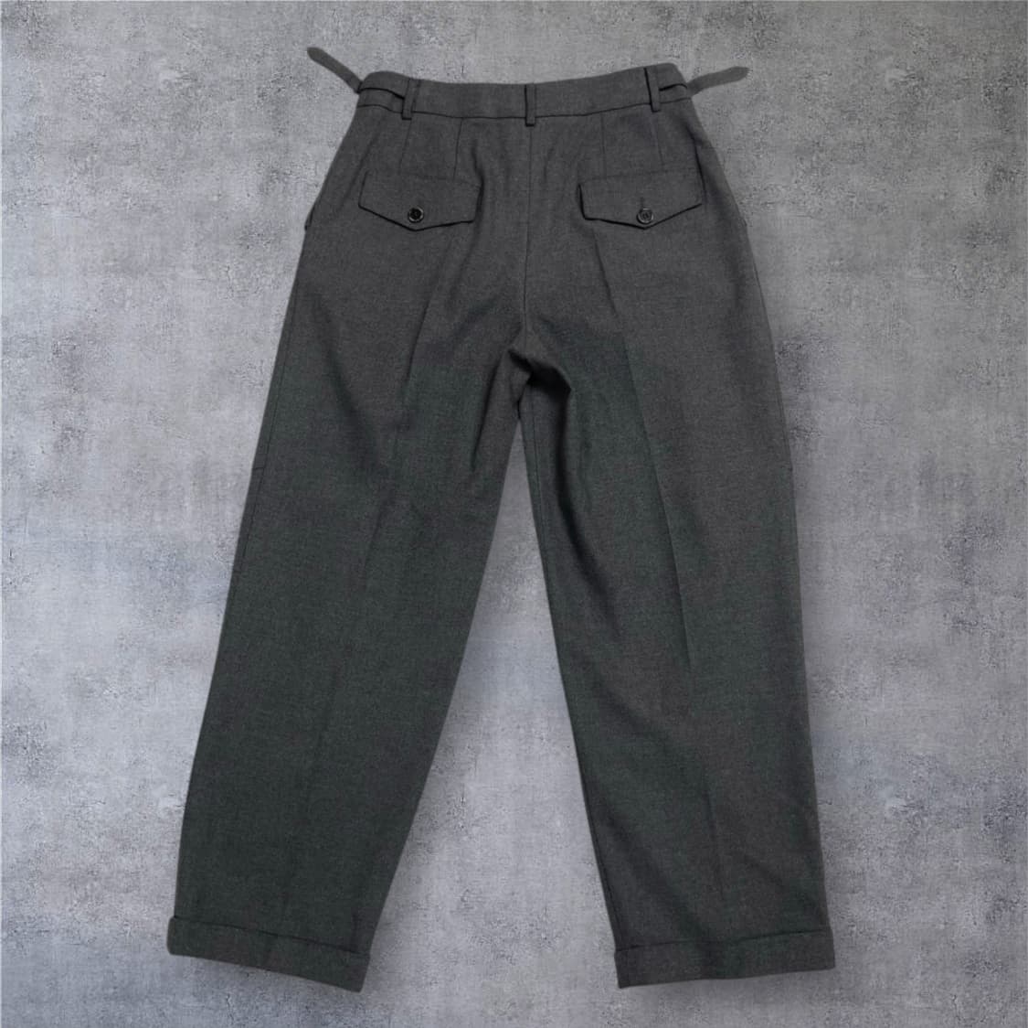 발렌시아 Valencia 딥그레이 투턱 벨티드 울 와이드 슬랙스 66 상품이미지6