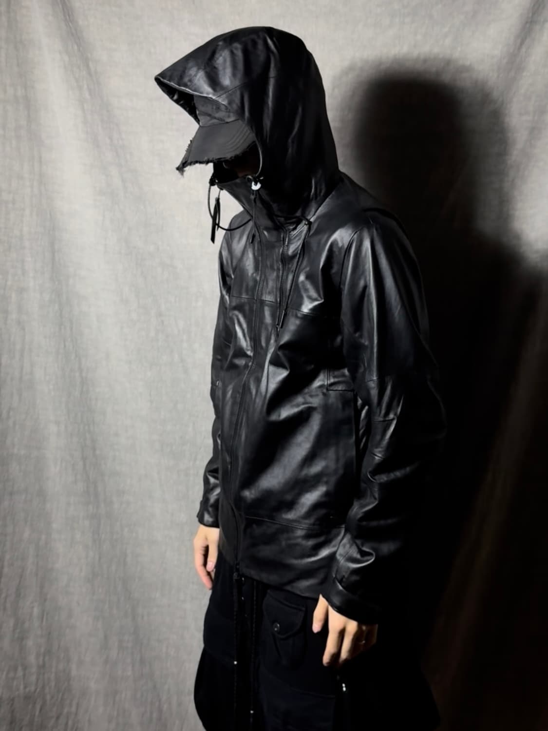 C DIEM Black Lamb Leather Hooded Jacket 상품이미지2