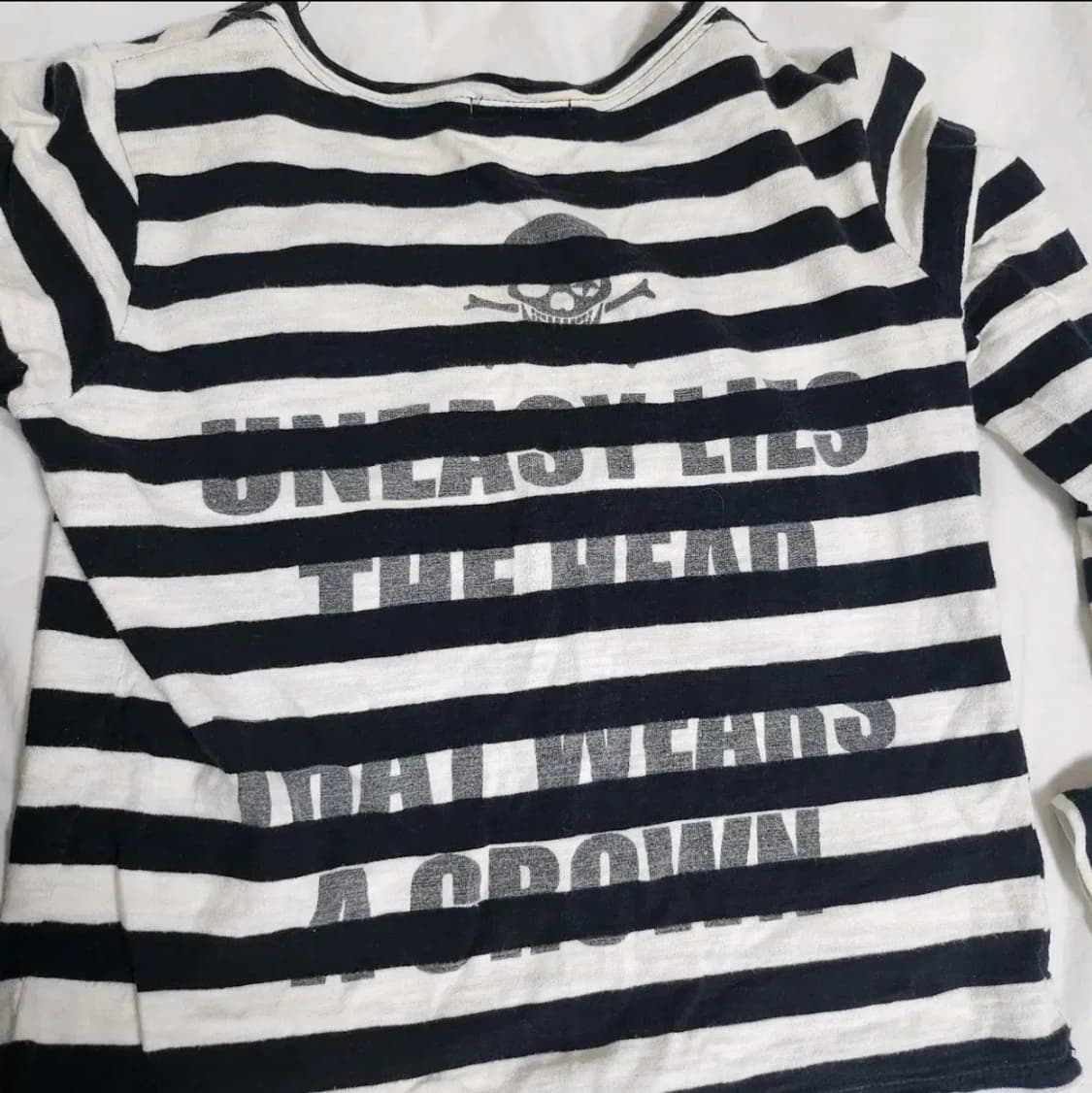 펑크 y2k 해골 자수 패치 스트라이프 롱슬리브 상품이미지2