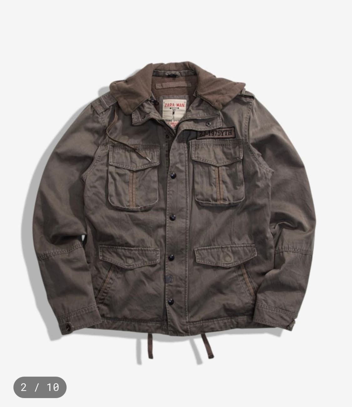 자라 ZARA 빈티지 후드 야상 자켓 카키 브라운 그런지 상품이미지2
