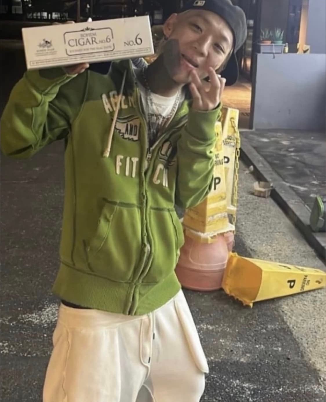 아베크롬비 빈티지 양홍원 그린 데미지 그런지 Y2K 후드집업 자켓 L 상품이미지5