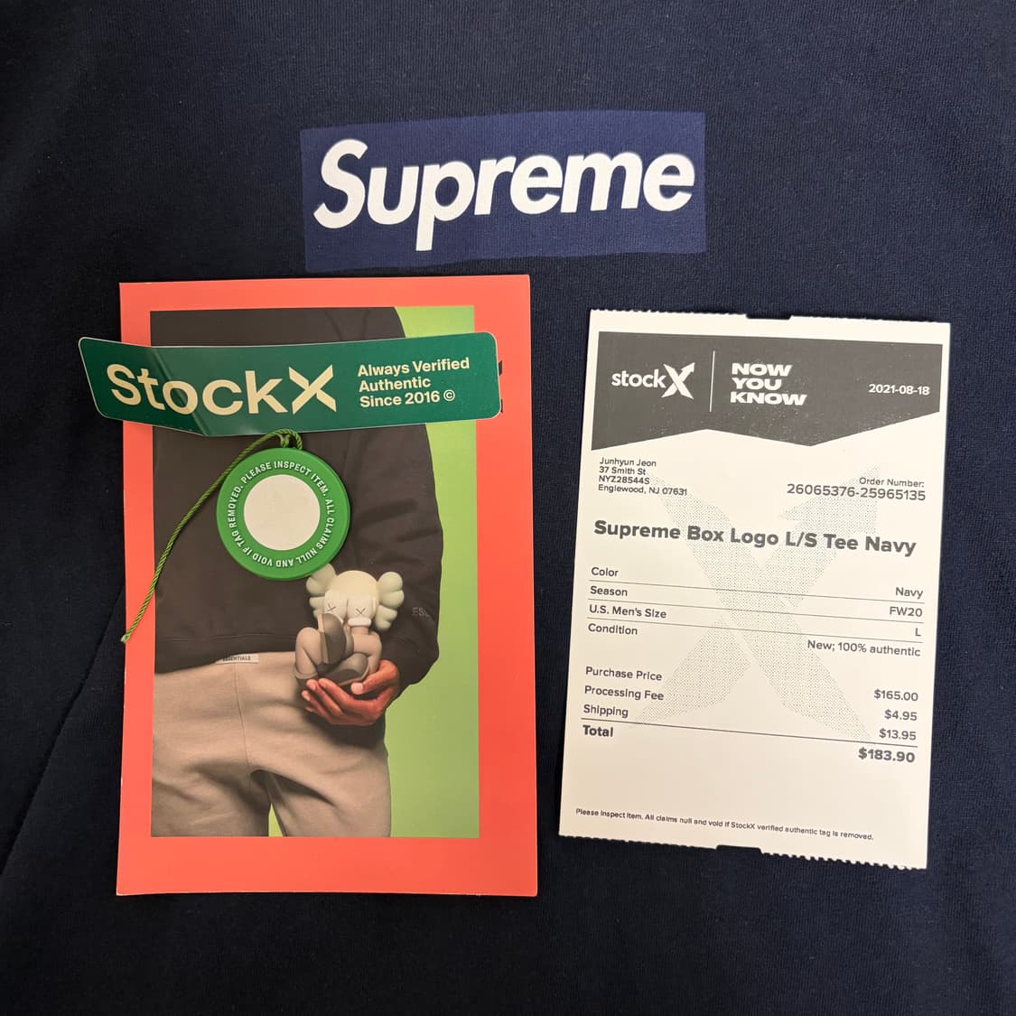 슈프림 Supreme 박스로고 롱슬리브 긴팔 티셔츠 네이비 L 상품이미지3