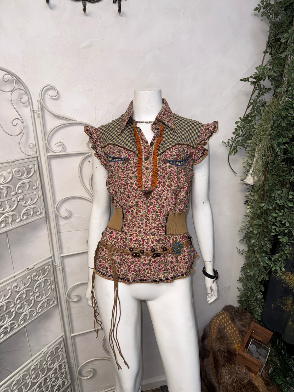 Bohemian floral check western detail bl 상품이미지7