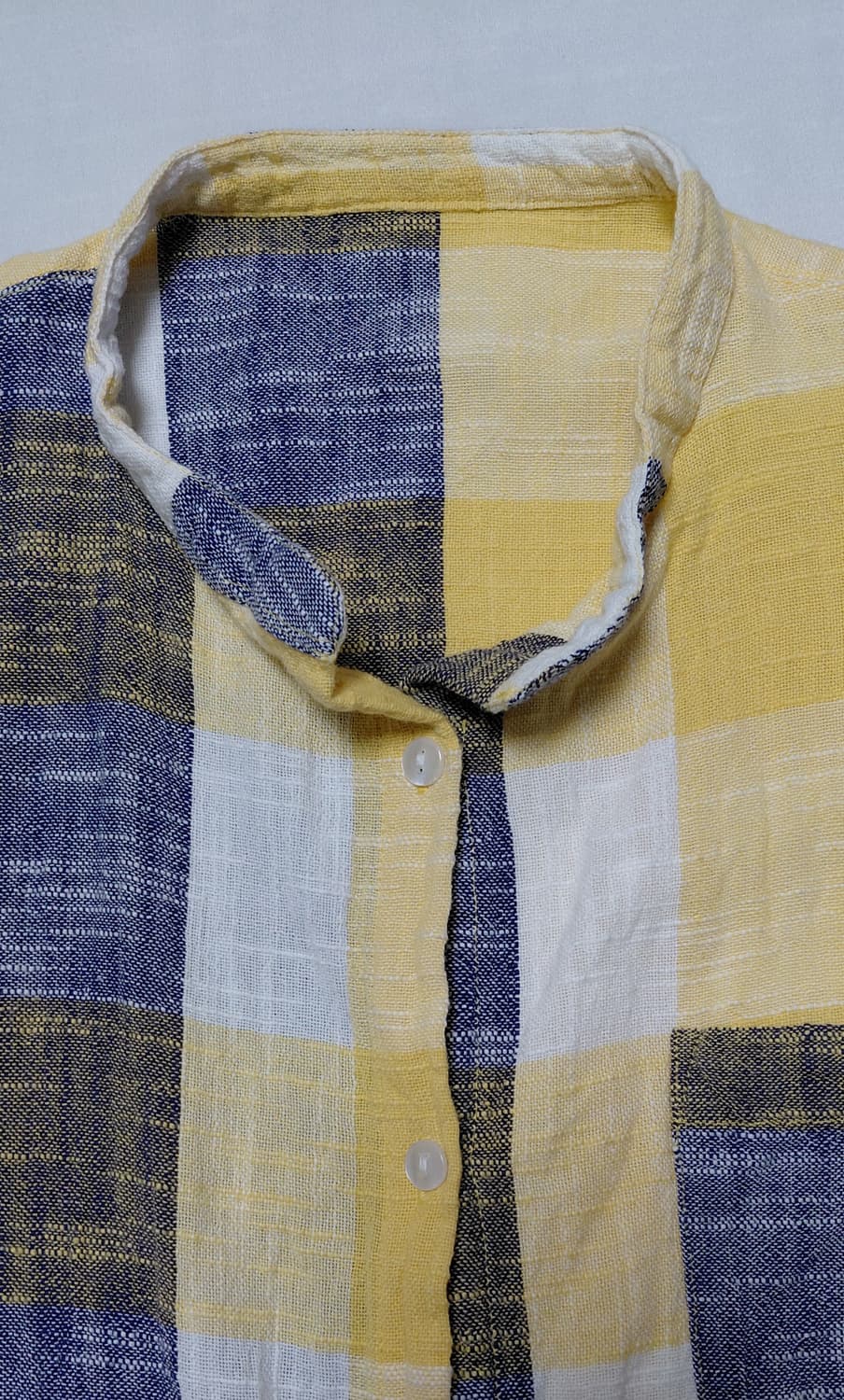 [XL] 일본 빈티지 인도 면 100% 블록 체크 밴드카라 셔츠 상품이미지7