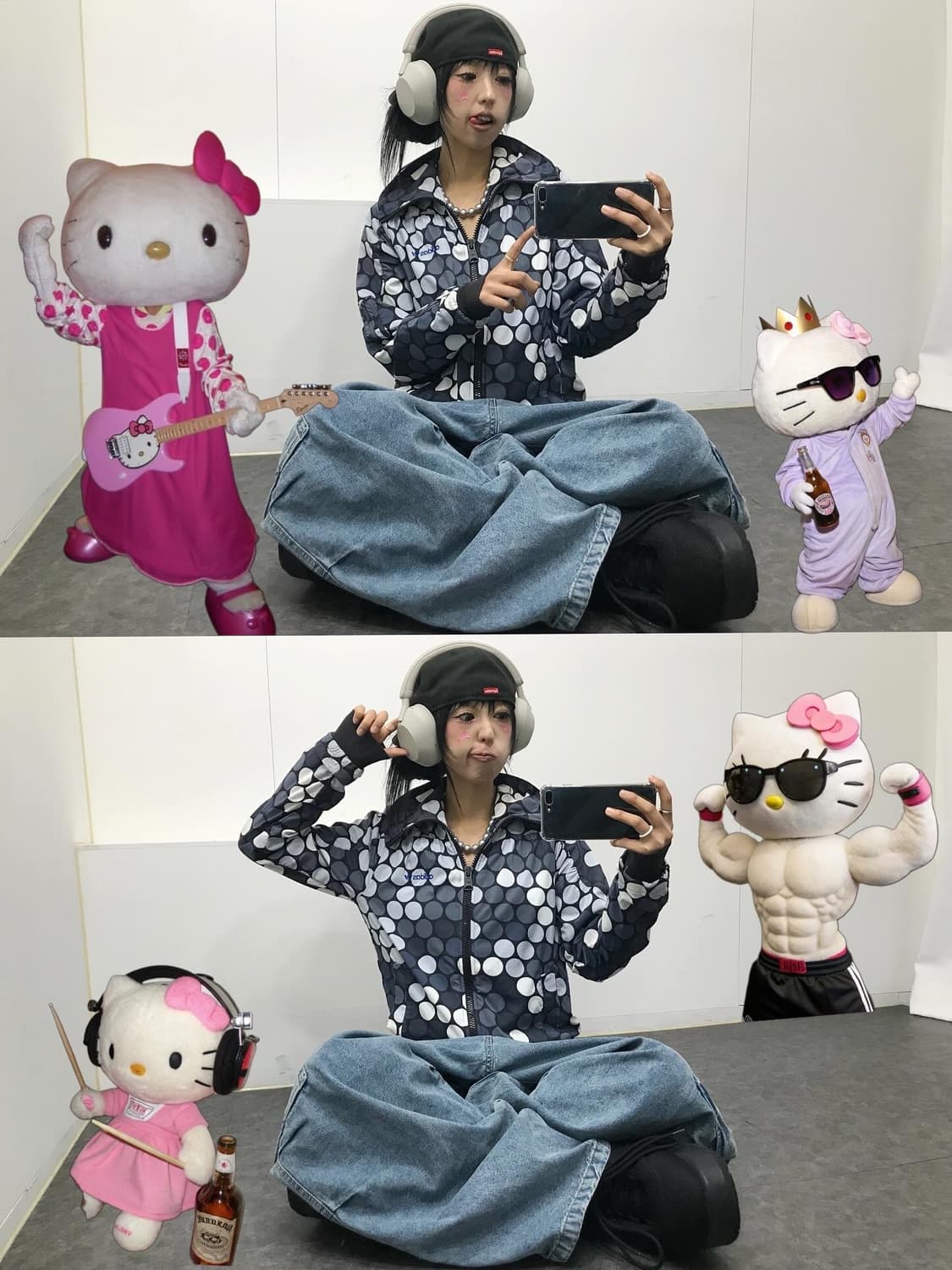 아디다스 도트패턴 하이넥 바람막이 세트 ( 상의+하의 ) 상품이미지1