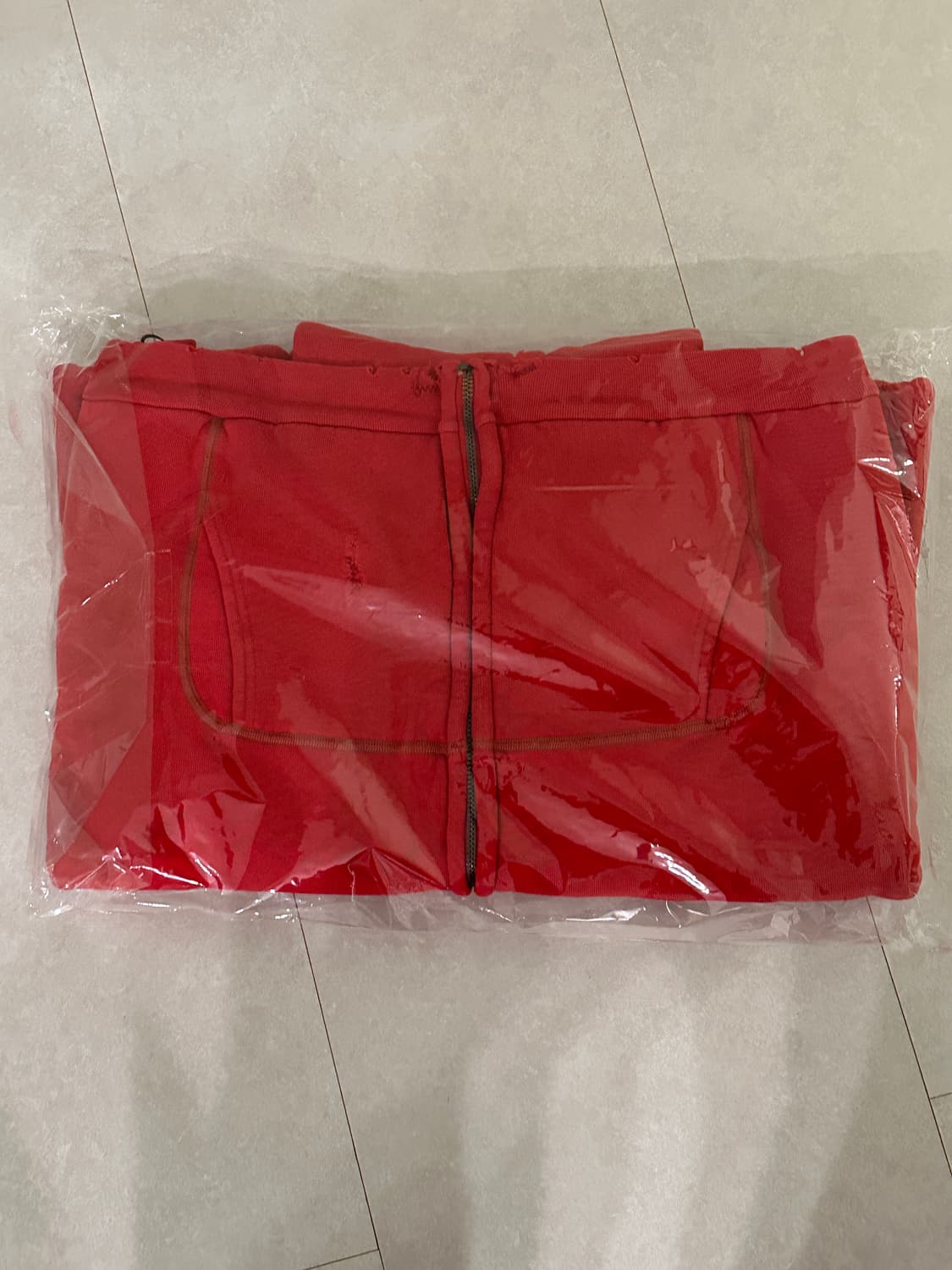 아프레쎄 25FW 빈티지 집업 후드 레드 상품이미지6