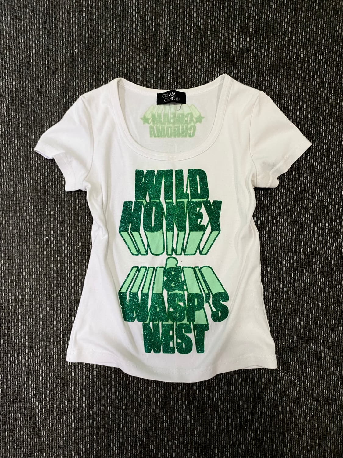 와투케 y2K Green Lettering Slim Fit Tee 상품이미지3