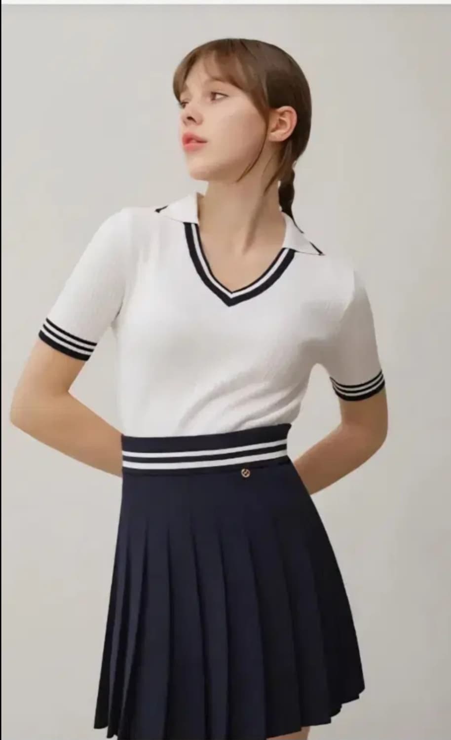 (새상품)위뜨8 니트 플리츠스커트 골프스커트 상품이미지10