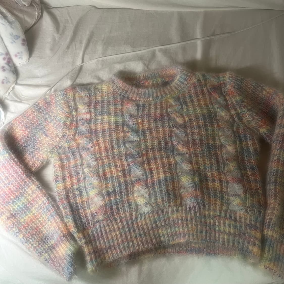 알록달록 꽈배기 니트 (무지개 파스텔톤) 상품이미지1