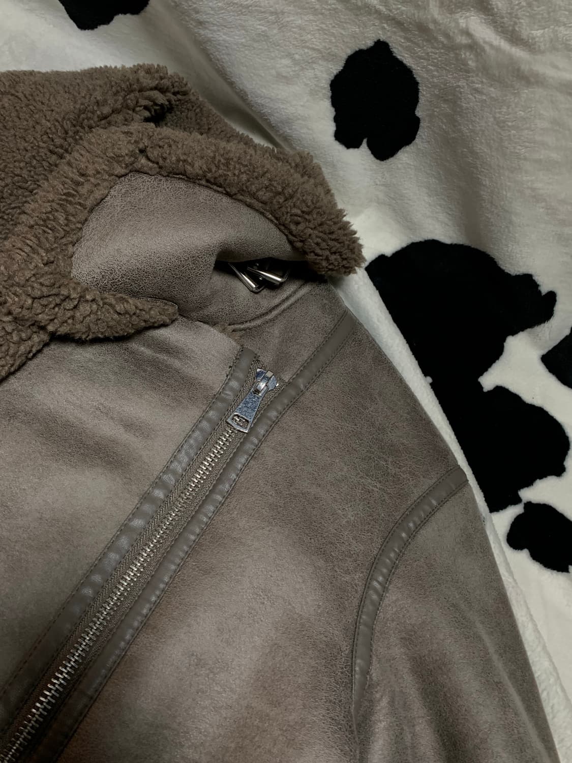 자라 하이넥 스웨이드 무스탕 자켓 브라운 상품이미지6