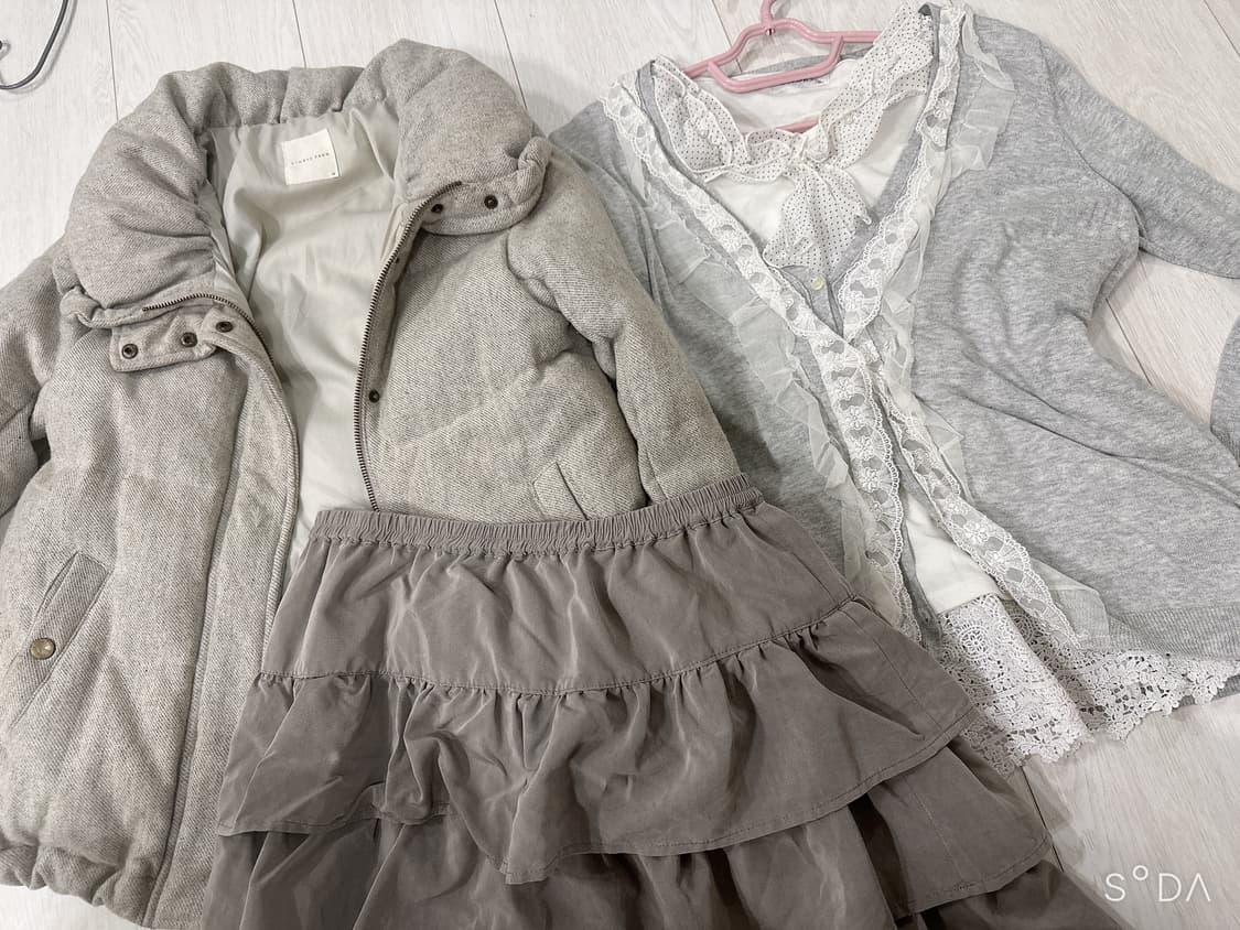 스윙잉서울홍대 그레이 니혼진 빈티지 패딩 도트 코디세트 상품이미지2