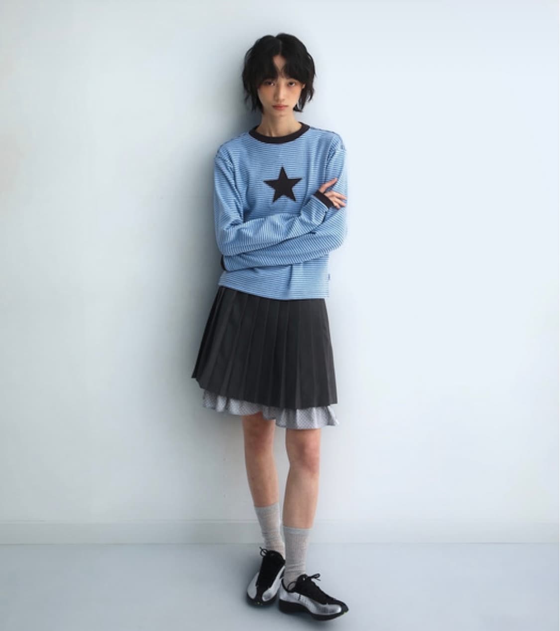 배드블루 P Pleats Mid Skirt Charcoal 상품이미지3