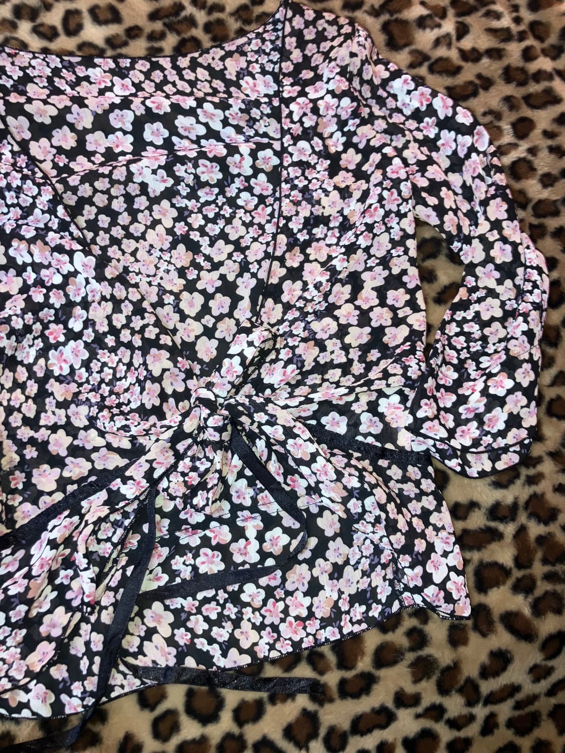 jpn 핑크 플라워 리본 가디건 상품이미지1