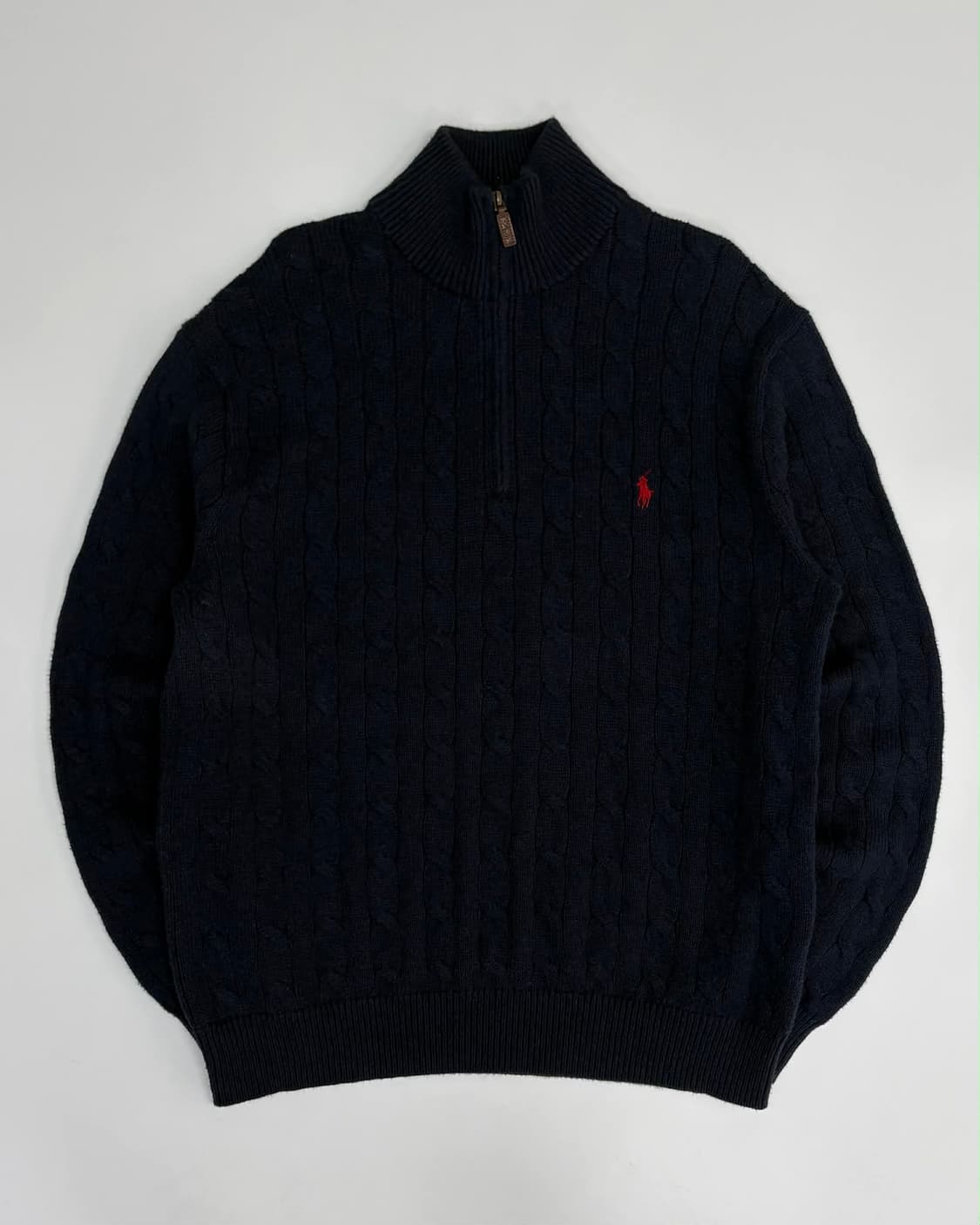 [L] 폴로 랄프로렌 케이블 블랙 하프집업 매장판 코튼 니트 스웨터 상품이미지1