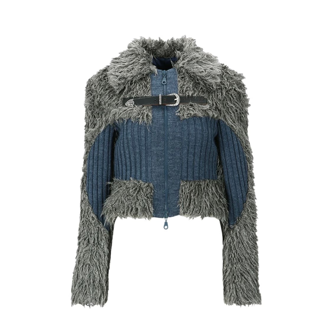 앤더슨벨 우먼 뉴 올가 헤어리 니트 집업 자켓 그레이 상품이미지1