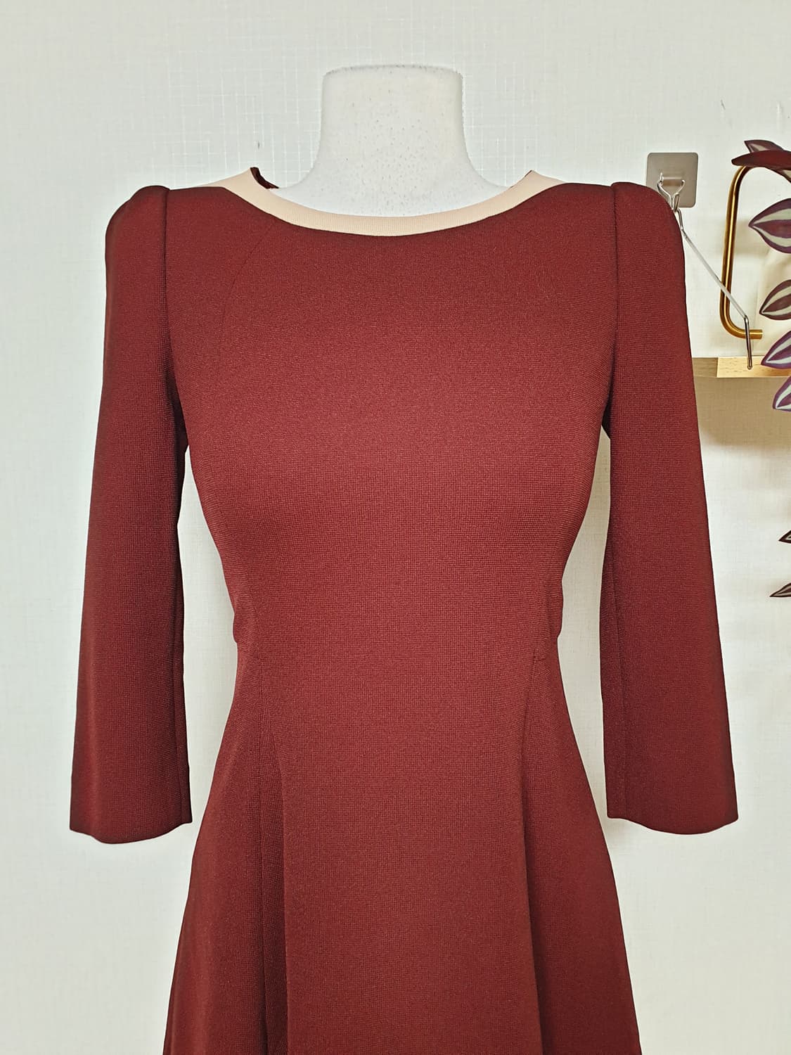 케네스레이디  배색원피스 55 미니 버건디 상품이미지6