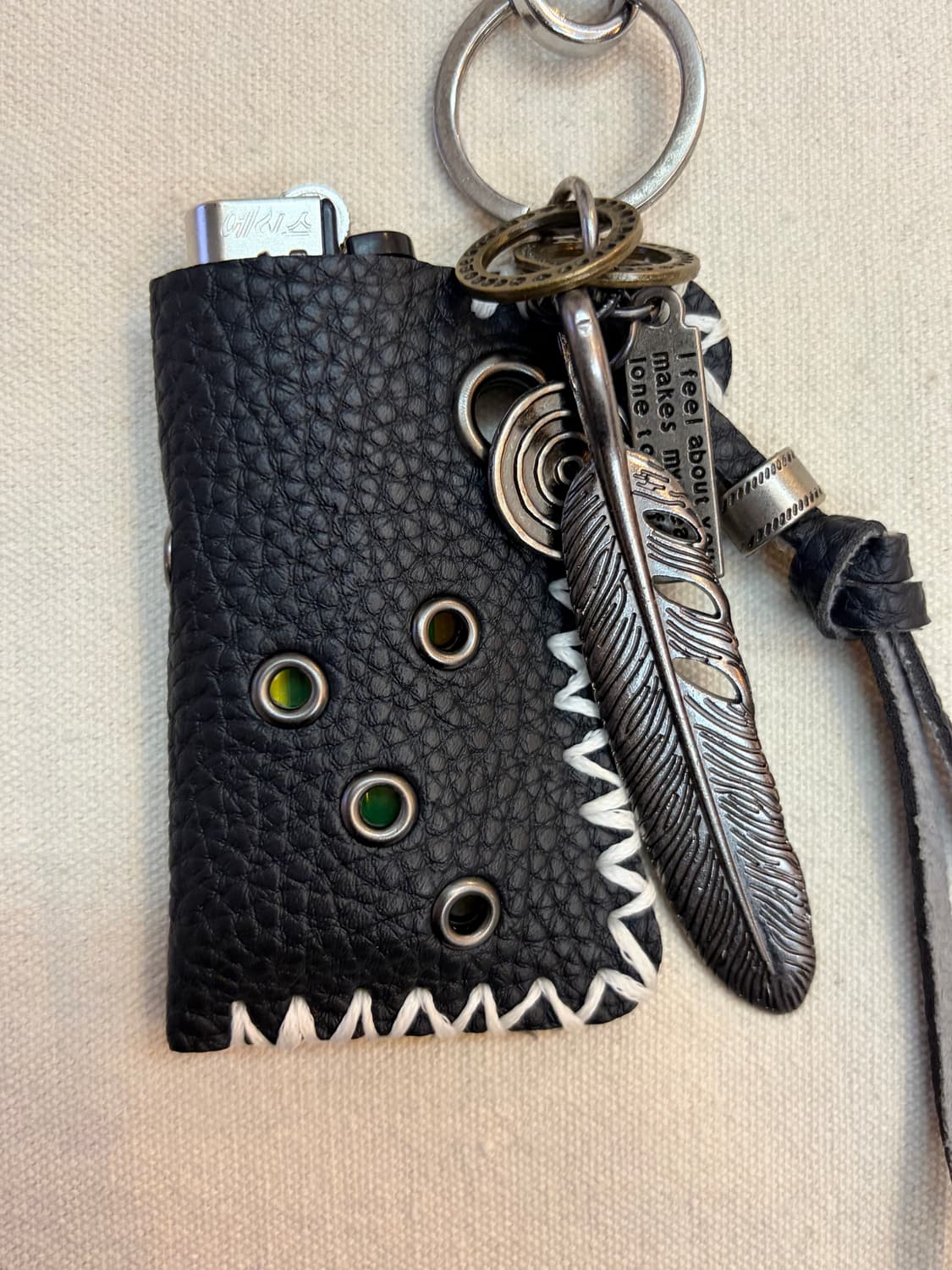 Feather Edge – 블랙가죽 라이터케이스 키링 상품이미지3